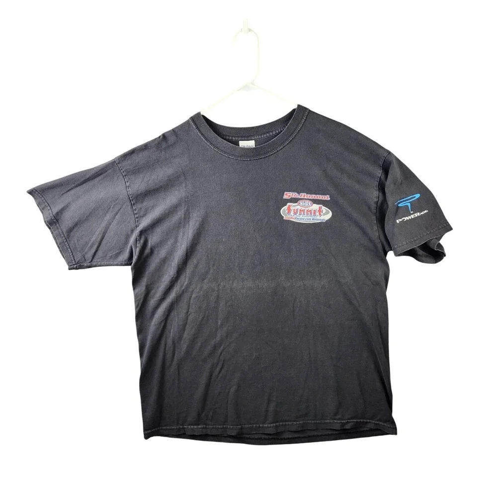 NHRA Summit Racing T-Shirt Men's L Black Y2K 2004 Las Vegas Drag Racing 2-Sided